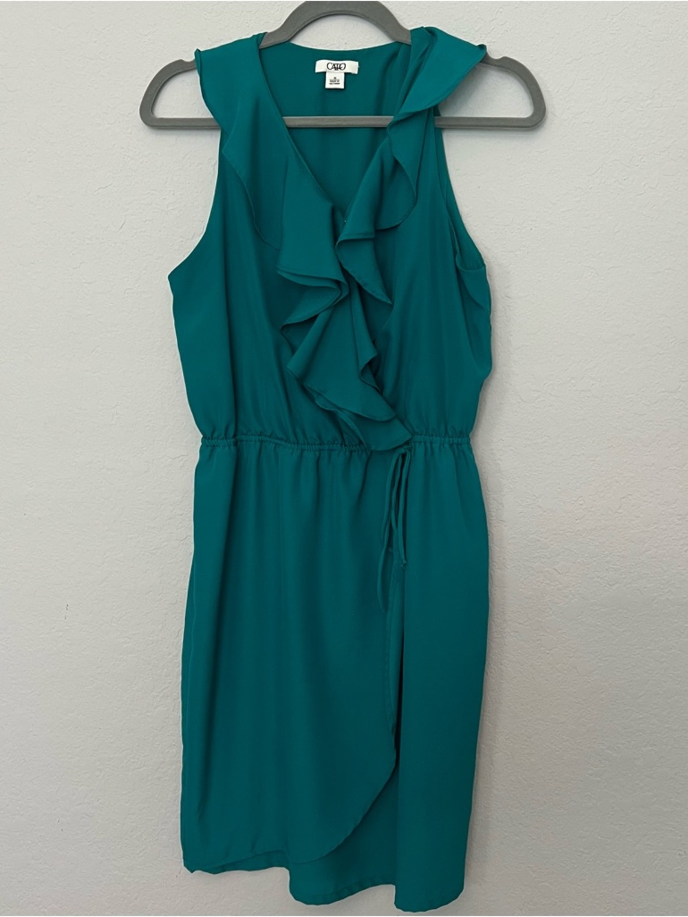 Cato Teal Ruffle-Front Midi Dress